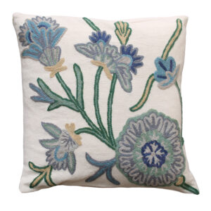 Blue Thistle Crewel Cushion Cover