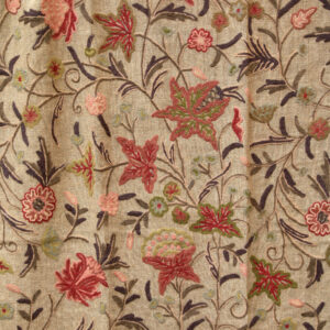 Pink Linen Crewel Curtain