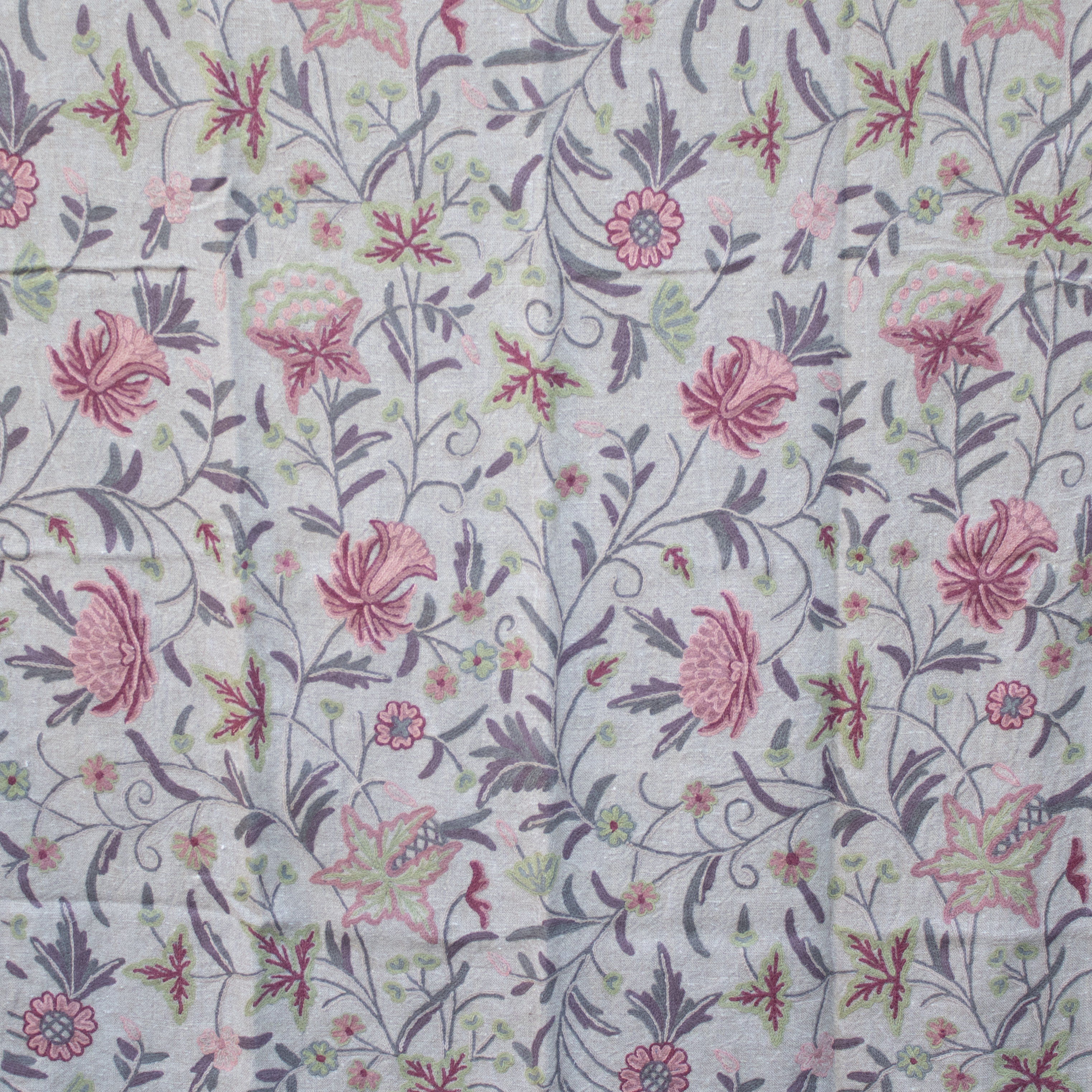 Pink Linen Crewel Curtain